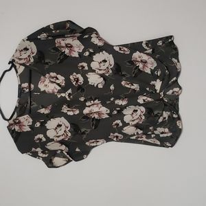 West Kei grey with white flowers semi-sheer tee shirt. Size M